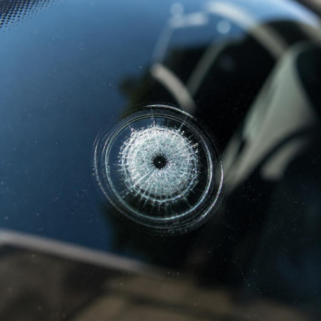 Bullseye windshield damage example
